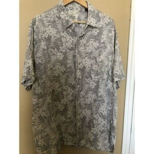XXL
Tasso Elba Island HAWAIIAN SHIRT 75% Silk  25% Linen Geometric Palm Shirt
